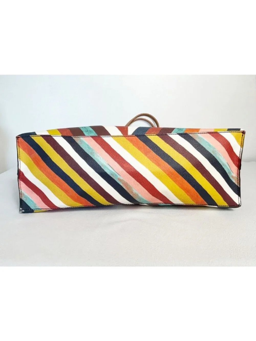 Tory Burch Kerrington Square Striped Large Tote in Diamond Combo